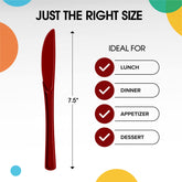 Heavy Duty Burgundy Plastic Knives | 100 Count